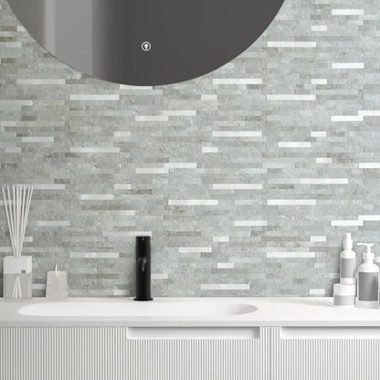 AULIGET 2 Sheets Mountain Rock Peel and Stick Backsplash, PVC Mixed Metal Gold Wall Tile Stick on Backsplash for Kitchen and Bathroom - color: Mountain Rock + Metal Silver, size: 2 Sheets, 6"x12"x0.12"