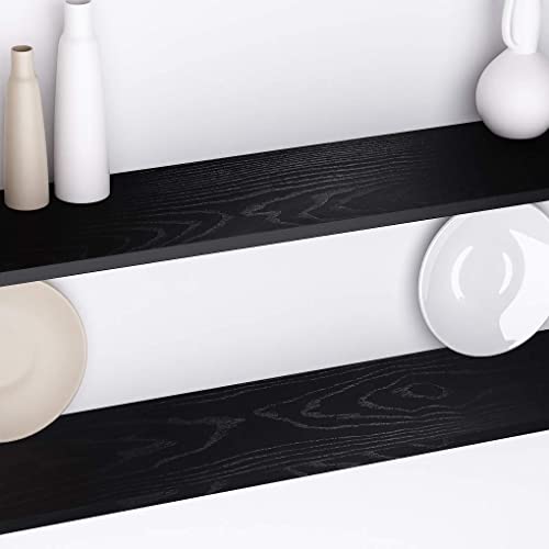 Livelynine Black Wood Contact Paper Kitchen Cabinet Vinyl Wrap Waterproof Contact Paper Wood Black Wall Paper Roll Adhesive Kitchen Countertop Wallpaper Peel and Stick Cabinet Covering 15.8"x78.8" - size: 15.8" x 78.8"
