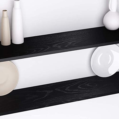 Livelynine Black Wood Contact Paper Kitchen Cabinet Vinyl Wrap Waterproof Contact Paper Wood Black Wall Paper Roll Adhesive Kitchen Countertop Wallpaper Peel and Stick Cabinet Covering 15.8"x78.8" - size: 15.8" x 78.8"