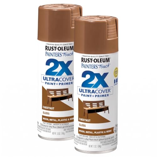Rust-Oleum 249847 Painter's Touch 2X Ultra Cover Spray Paint, 12 oz, Gloss Chestnut (Pack of 2) - color: Gloss Chestnut, size: 12 Ounce (Pack of 2)