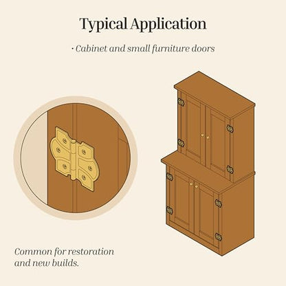 Polished Nickel Butterfly Hinges with Removable Pin - Pack of 2 - Surface Mount Cabinet Door Hinges - UA-261-HPN (1) - color: Nickel