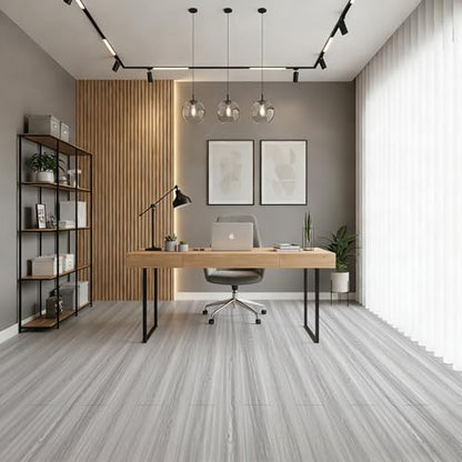 Art3d 10-Pack Peel and Stick Vinyl Floor Tiles (15 Sq.Ft), White/Grey - color: White/Grey