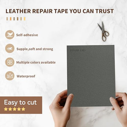 TIANLDD Leather Repair Tape,16 x 80 Inches Self Adhesive Leather Repair Patch，Leather Repair Kit for Furniture，Couches,Car Seats,Cabinets,Handbags(Dark Gray-Fine Lines) - color: Dark Gray-Fine Lines, size: 16" x 80"