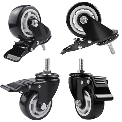 Stem Caster Wheels 3inch Locking Casters Set of 8 Metric M10 25mm Threaded - size: 3Inch x M10 x 25mm