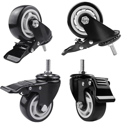 Stem Caster Wheels 3inch Locking Casters Set of 8 Metric M10 25mm Threaded - size: 3Inch x M10 x 25mm