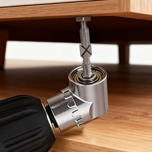 1Pcs Right Angle Drill, Drill Bit Extension Holder 105 Degree Angle Drills Attachment, Hex Shank Angles Adapter for Electric Screwdriver, Silvery - color: Silvery,1Pcs