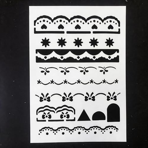 TIAMECH A4 Reusable Lace Trim Border Stencil for Painting - color: Lace Trim Border