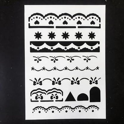 TIAMECH A4 Reusable Lace Trim Border Stencil for Painting - color: Lace Trim Border
