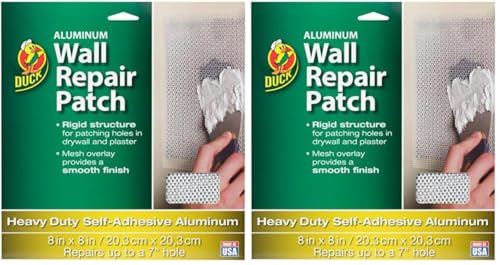 Duck Brand Aluminum Wall Repair Patch, 8 Inches x 8 Inches, White (283996) (Pack of 2) - size: 8 in. x 8 in. (Pack of 2)