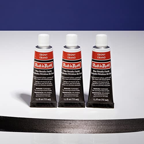 AMACO Rub n Buff Wax Metallic Finish - 3 Rub n Buff Ebony 15ml Tubes - Versatile Gilding Wax for Finishing Furniture Antiquing and Restoration - Rub and Buff Colors Set of Three
