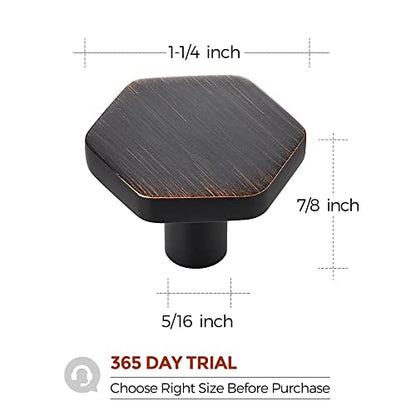 Oil Rubbed Bronze Cabinet Knobs Hexagon 15 Pack Solid Kitchen Hardware - color: Oil Rubbed Bronze