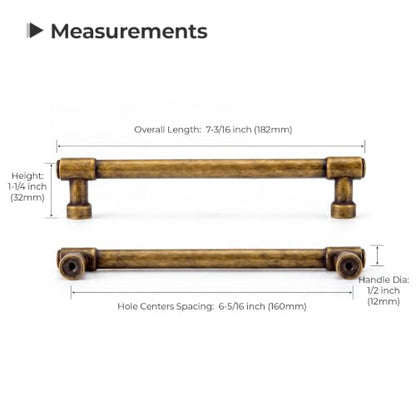 Goldenwarm 10 Pack 6-1/4 Inch Antique Brass Cabinet Pulls Modern Kitchen & Bathroom Hardware Heavy Duty Zinc Alloy Drawer Handles with Complete Screw Kit Consistent Finish for Whole-Home Renovations - color: Antique Brass, size: 6-1/4 Inches Hole Center