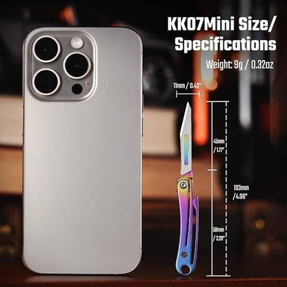 KeyUnity KK07 Titanium Craft Knife with Pocket Clip, 0.87-Inch Cutting Edge - color: Kk07rainbow