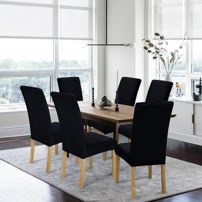 Dining Chair Covers, Dining Room Chair Cover Set of 4 - color: Velvet Black, size: 4