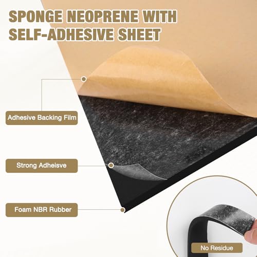 LSGCQ Sponge Neoprene Foam Padding Self Adhesive Foam Sheets, Black - color: Black, size: 12" Wide x 3/4" Thick x 59" Long