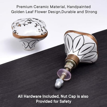 Indian Shelf 18 Pack Drawer Knobs for Cabinet Dresser Ceramic - color: Black and Golden, size: 18 Knobs