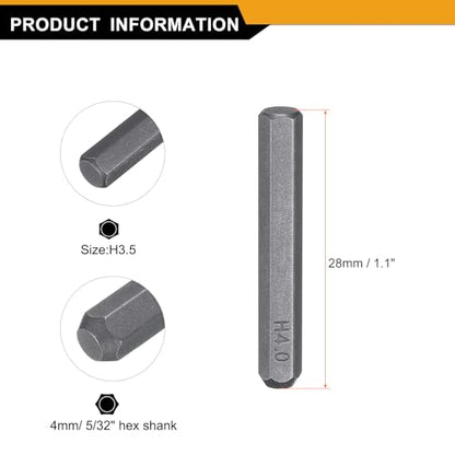 HARFINGTON 3pcs H4.0 Hex Screwdriver Bit 5/32" Hex Shank 28mm Length - size: H4.0