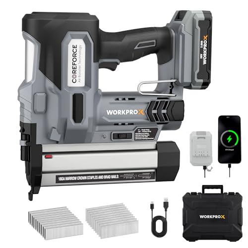 WORKPROX 20V Cordless Brad Nailer Kit, 18 Gauge 2-in-1 Nail & Staple Gun