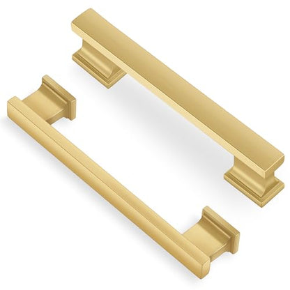 Lardmon 10 Pack 3.75 Inch(96mm) Hole Center Brushed Gold Kitchen Cabinet Handles Modern Cabinet Pulls Kitchen Cabinet Hardware Solid Drawer Pulls Handles for Dresser, Total Length 4.72 Inch - color: Brushed Gold, size: 3.75 Inch Hole Center