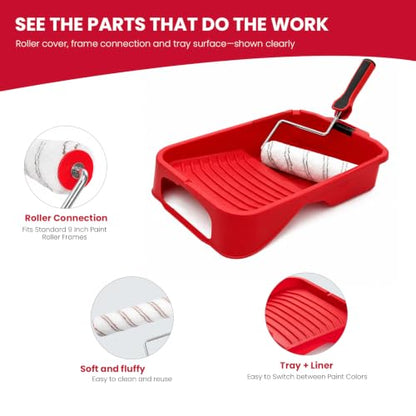 Mister Rui 20-Piece Paint Roller Kit, 4 Inch and 9 Inch Microfiber Rollers - size: 9 Inch Paint Roller Kit 20 Pack