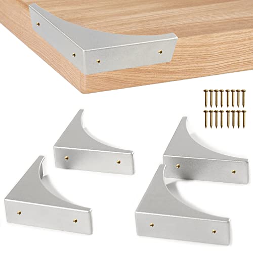Metal Corner Guard for Furniture Decorative Table Corner Protectors 2.56'' Box Corner Cover Rustproof Zinc Alloy Desk Edge Corner Brackets with Matching Nails (Silver 4Pcs) - size: Silver