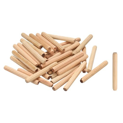 MECCANIXITY Wooden Dowel Pins 1/4"x 2" (6mm x 50mm) Straight Dowel Rods Wood Fluted Dowels Rods for Crafts Furniture DIY Hardwood Count 50 - size: 1/4"x 2" (6mm x 50mm)