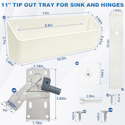 11" Tip-Out Plastic Sink Trays + Steel LD-0220-50SC Soft Close Pivot Hinges