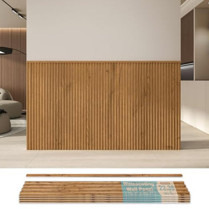 Art3d 79.3 x 40.7 Inch Beaded Wainscoting Wall Panel, 22.38 sq.ft, Teak - color: Teak, size: 79.3"x40.7"