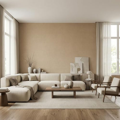WADILE Grasscloth Peel and Stick Wallpaper 15.7in x 196.8in, Textured Contact Paper for Cabinets, Faux Linen Wall Paper Pull and Stick, Fabric Vinyl Wallpaper Self Adhesive Khaki - color: Khaki, size: 15.7" x 196.8"
