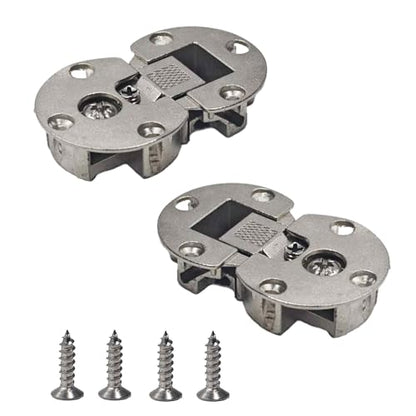 2Pcs 90 Degree Adjustable Page Turning Axis Concealed Cabinet Door Hinge, Zinc Alloy Drop Down Flush Hinge for Folding Desk, Table, Drawer, Wardrobe, or Cupboard, Easy Install