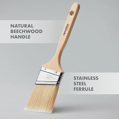 2 - Pack Premium Paint Brushes - 2 and 2.5 Inches Angle Sash Paint Brushes - Made in Italy - Premium Quality Synthetic Bristle Paint Brush Set - Ideal for Professionals and Homeowners - size: 2 Pack ( 2" Angle, 2.5"Angle)