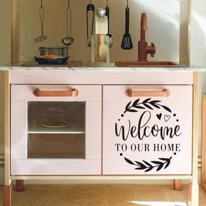 OLYCRAFT 3pcs/Set House Rub on Transfers for Furniture and Crafts 6x12 Inch Welcome Home Furniture Decals Transfer Stickers Rub on Decal with 1pc Scraper for Furnitures Home Decoration - style: Welcome Home