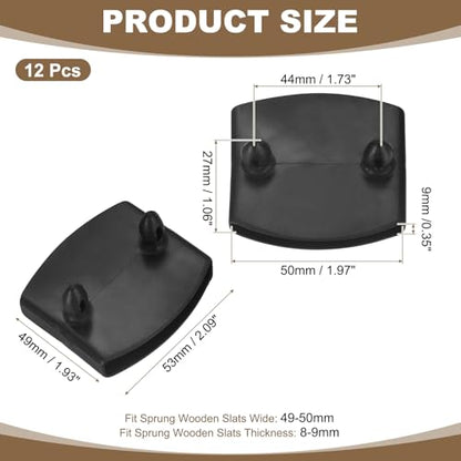 uxcell 12Pcs 50mmx9mm Plastic Bed Slat Center Caps Bed Slat Cover Black - color: Black, size: 50mm x 9mm