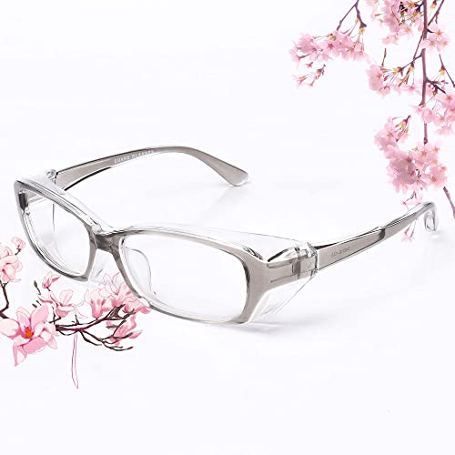 SooGree Safety Goggles Glasses Anti-pollen Dust Scratch Protective Eyewear Detachable Lens Myopia Frame - color: Grey