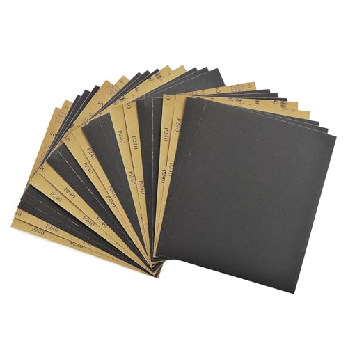 25 PCS 240 Grit Wet Dry Sandpaper, 9x11 Inch Silicon Carbide Sheets - style: Grit 240