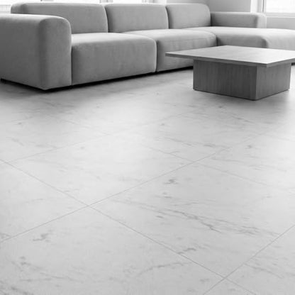 Peel and Stick Floor Tile 12 x 12 Inch Self Adhesive Marble Vinyl Flooring - color: White Marble