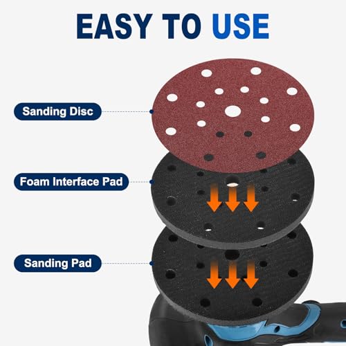 5Pcs 6 Inch Interface Pads, 17 Hole Foam Sanding Pads - size: 17 Hole