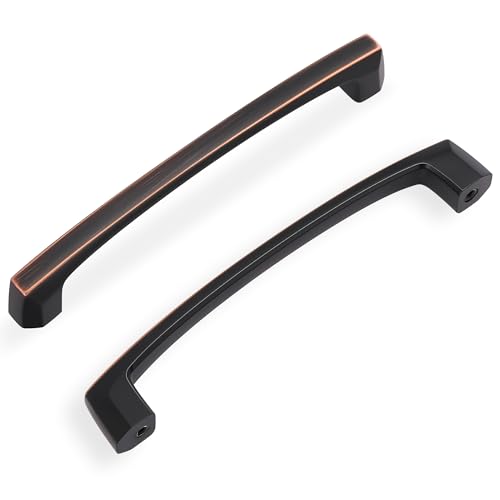 Lardmon 10 Pack 5 Inch(128mm) Hole Center Oil Rubbed Bronze Modern Cabinet Pulls Solid Kitchen Cabinet Handles Hardware Bathroom Vanity Pulls Timeless Drawer Pulls Handles for Dresser - color: Oil Rubbed Bronze, size: 5 Inch Hole Center, style: 10 Pack