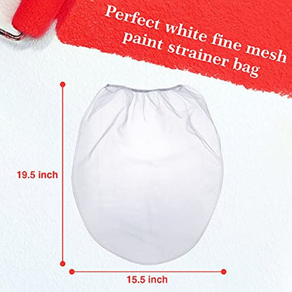 25 Pieces 5 Gallon Elastic Top Paint Strainer Bags White Fine Mesh Bag Paint Filter Bag Flow Nylon Mesh for Hydroponics Painting Gardening