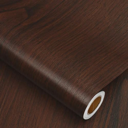 Heroad Peel and Stick Wallpaper Wood Contact Paper Red Brown Wood Grain Contact Paper Wallpaper Thicken Textured for Cabinets and Drawers Countertops Waterproof Self Adhesive Vinyl 17.5" x 78.7" - color: Red Brown, size: 17.5" x 78.7"