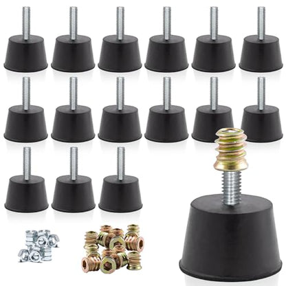 NEWBYTEK M6 Thread Rubber Furniture Leveling Feet Screw in Threaded Furniture Levelers Adjustable Table Chair Levelers Feet Glides for Chairs Tables Cabinet Patio - 16 Pack - size: M6 Thread, 16 Pack