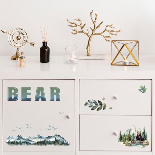 Peacoblue Forest Bear Rub On Transfers for Furniture Craft 6"x12" - style: Forest Bear