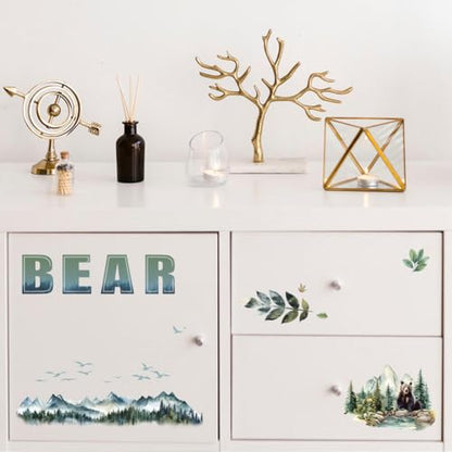 Peacoblue Forest Bear Rub On Transfers for Furniture Craft 6"x12" - style: Forest Bear