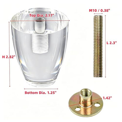 Clear Acrylic Furniture Legs, 2.8 Inch Height, 4Pcs - size: H 2.8 Inch