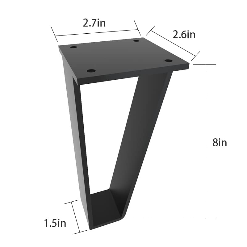 Orgerphy 8 inch Black Bench Legs Set of 4| Triangle-Shape Heavy Duty Table Legs Furniture Legs| Black Metal for Sofa Couch Dresser| Metal Legs for Coffee Table (8 inch) - size: 8 Inch