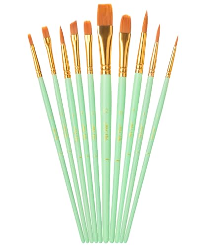 Mr. Pen- Acrylic Paint Brushes Set, 10 Pack, Round & Pointed Tip - color: Mint Whisper, size: 10 Pcs