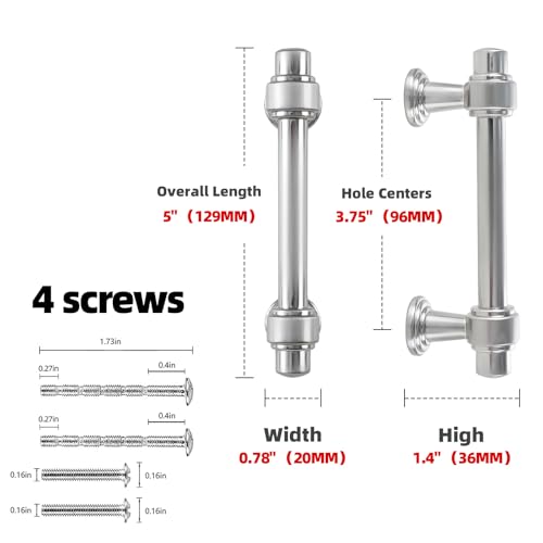Brushed Nickel Kitchen Cabinet Pulls 3-3/4 Inch 10 Pack - color: Brushed Nickel, size: 3-3/4' Hole Center(96mm)
