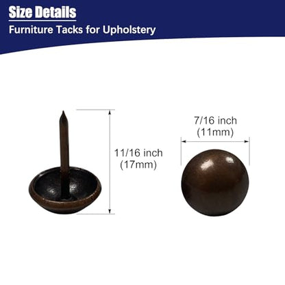 Maozaa Upholstery Tacks, 100pcs 7/16" Furniture Tacks, Red Copper - color: Red Copper