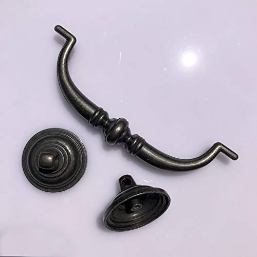 6-Pack 4 1/4 Inch Shabby Chic Drawer Pulls Handles Antique Black Kitchen Cabinet Drop Bail Pulls Handles 108mm CC(6, 4.25" Hole Center/Antique Black) - color: 4.25" Hole Center/Antique Black