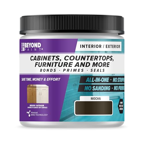Beyond Paint All-in-One Refinishing Paint, No Sanding, Matte Finish for Cabinets, Countertops, Furniture and Doors, 1 Pint, Mocha - color: Mocha
